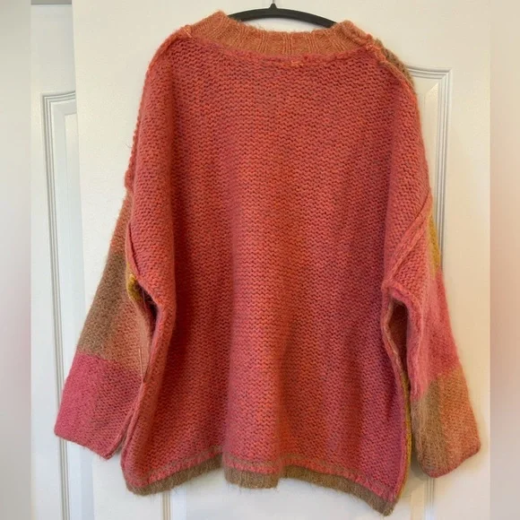 NWT Free People Domino Alpaca Pullover Sweater - Prairie Sunset Combo - Picture 6 of 16